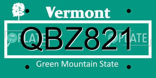 QBZ821 Vermont License Plate