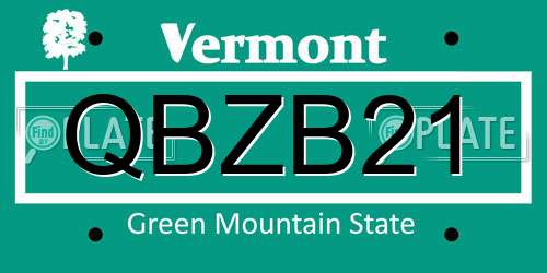 QBZB21 Vermont License Plate