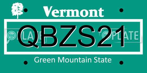 QBZS21 Vermont License Plate