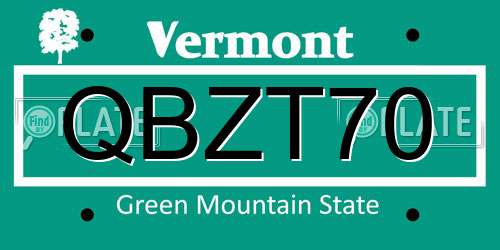 QBZT70 Vermont License Plate