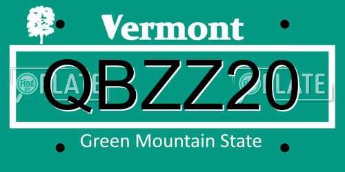 QBZZ20 Vermont License Plate