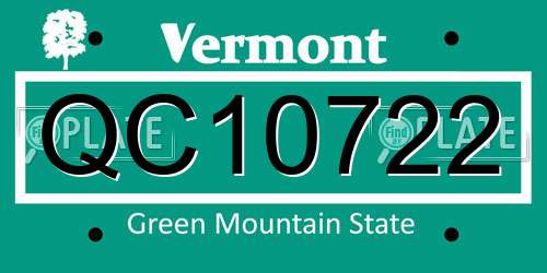 QC10722 Vermont License Plate