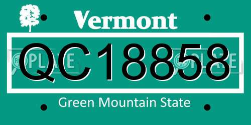 QC18858 Vermont License Plate