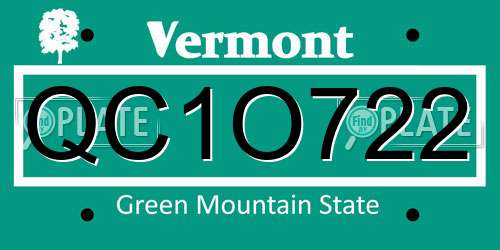 QC1O722 Vermont License Plate