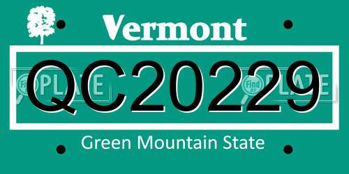 QC20229 Vermont License Plate