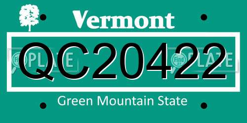QC20422 Vermont License Plate
