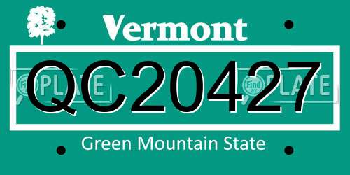 QC20427 Vermont License Plate
