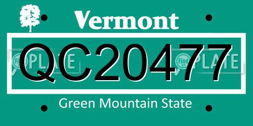 QC20477 Vermont License Plate