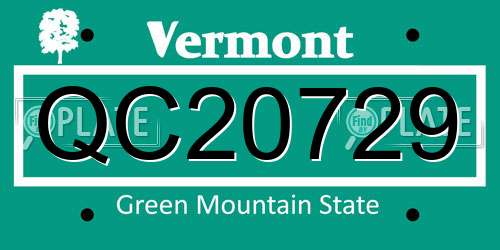 QC20729 Vermont License Plate