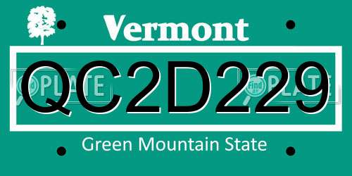 QC2D229 Vermont License Plate
