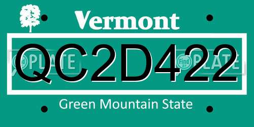 QC2D422 Vermont License Plate