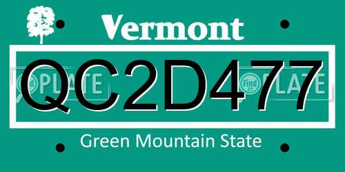 QC2D477 Vermont License Plate