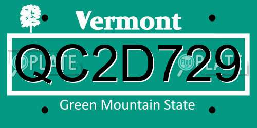 QC2D729 Vermont License Plate