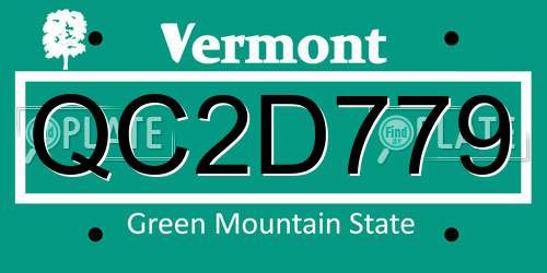QC2D779 Vermont License Plate
