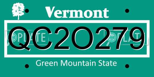 QC2O279 Vermont License Plate