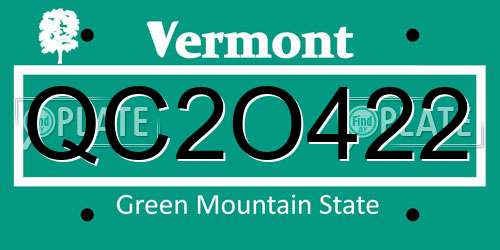 QC2O422 Vermont License Plate