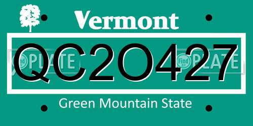 QC2O427 Vermont License Plate