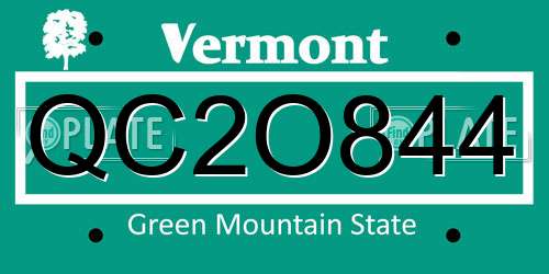 QC2O844 Vermont License Plate