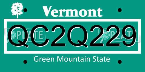 QC2Q229 Vermont License Plate