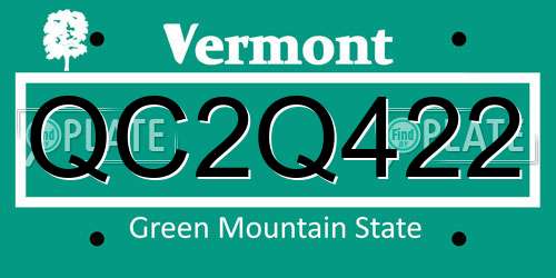 QC2Q422 Vermont License Plate