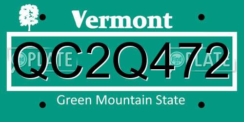 QC2Q472 Vermont License Plate