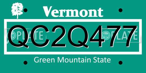 QC2Q477 Vermont License Plate