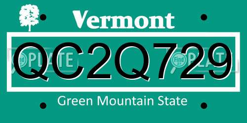 QC2Q729 Vermont License Plate