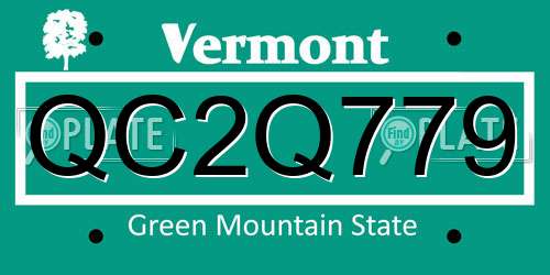 QC2Q779 Vermont License Plate