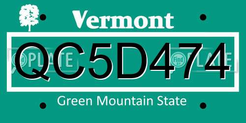 QC5D474 Vermont License Plate