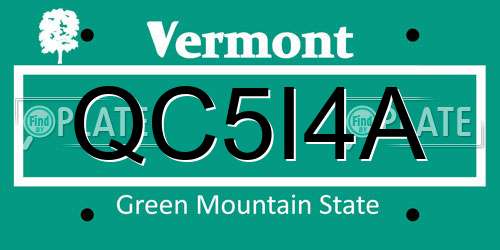 QC5I4A Vermont License Plate