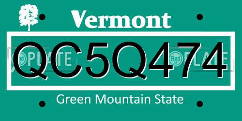 QC5Q474 Vermont License Plate