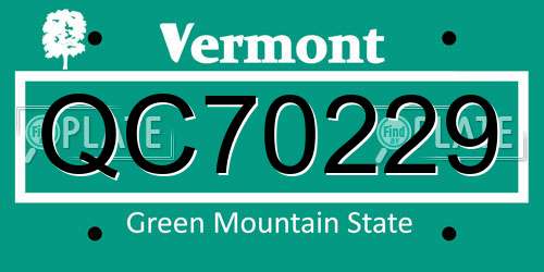 QC70229 Vermont License Plate