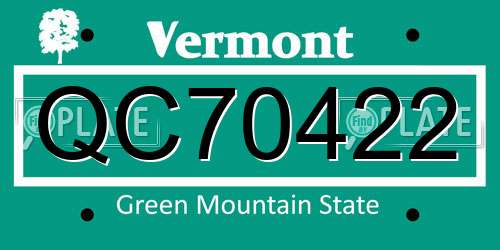 QC70422 Vermont License Plate
