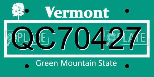 QC70427 Vermont License Plate