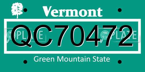 QC70472 Vermont License Plate