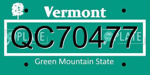 QC70477 Vermont License Plate