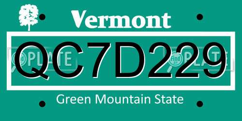 QC7D229 Vermont License Plate