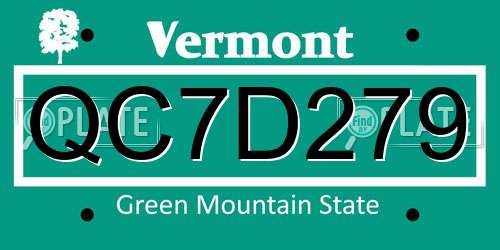 QC7D279 Vermont License Plate