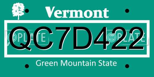 QC7D422 Vermont License Plate