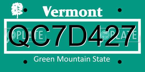 QC7D427 Vermont License Plate