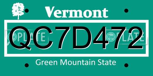 QC7D472 Vermont License Plate