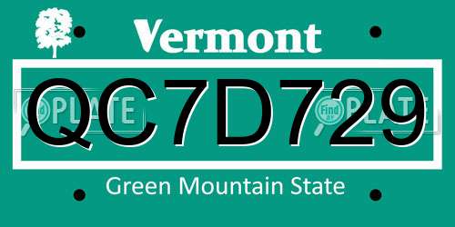 QC7D729 Vermont License Plate