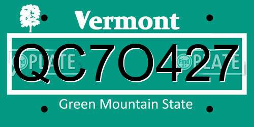 QC7O427 Vermont License Plate
