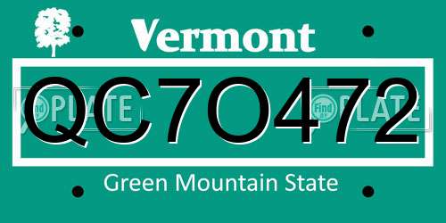 QC7O472 Vermont License Plate
