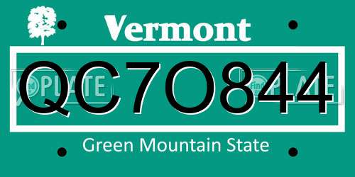 QC7O844 Vermont License Plate