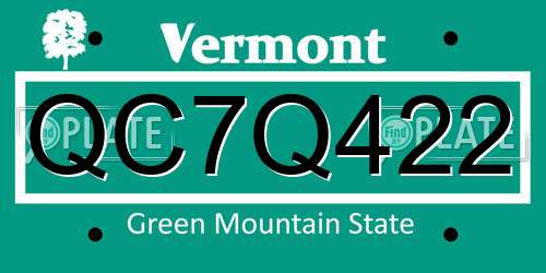 QC7Q422 Vermont License Plate
