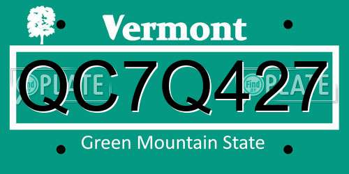 QC7Q427 Vermont License Plate