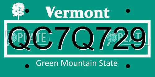 QC7Q729 Vermont License Plate