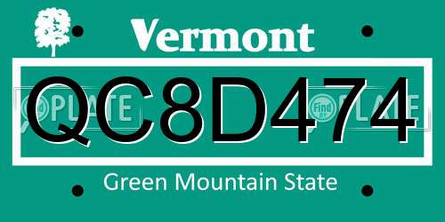 QC8D474 Vermont License Plate