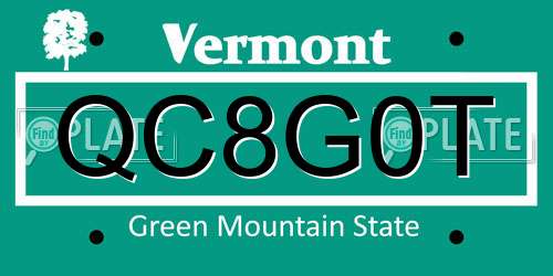 QC8G0T Vermont License Plate